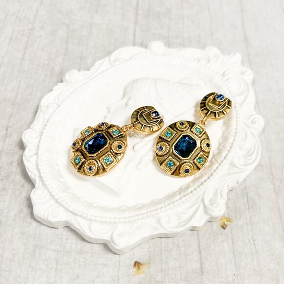 Blue Crystal Earrings, Bridal Crystal Earrings, Bridesmaids Crystal Earrings - Picture 9 of 11